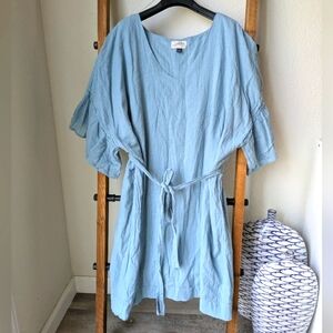 Universal Thread Women's Blue 3/4 Sleeve Tie Front Tunic - Size 3X